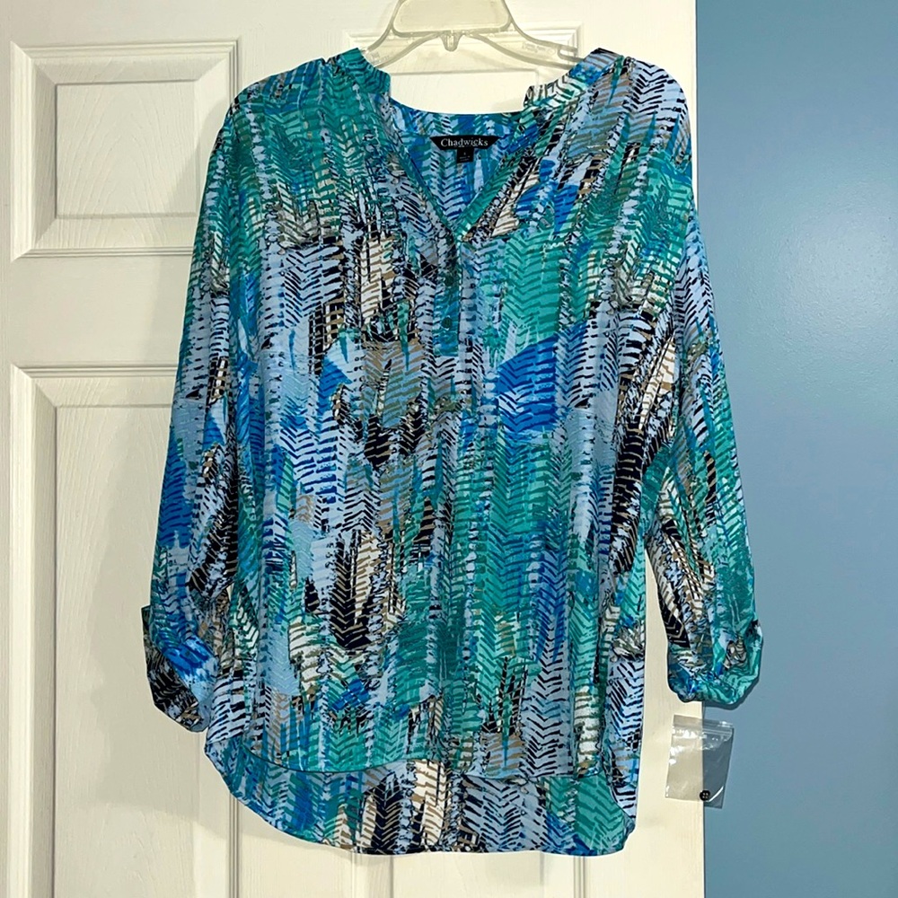 Chadwick’s Blue Patterned Women's Blouse